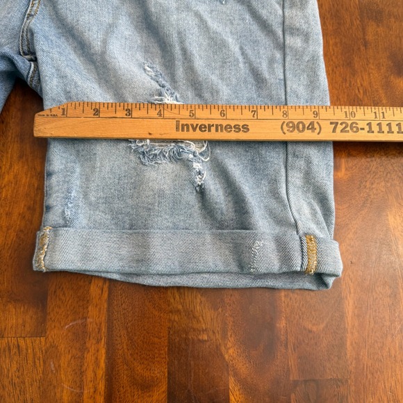BLUE SAVVY Womens Distressed Denim Shorts Light Wash Size 18 Rolled Cuffs - Picture 10 of 12